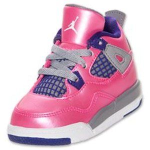 Air Jordan Little Girls Retro 4 Pink & Purple High-Top Size 4C